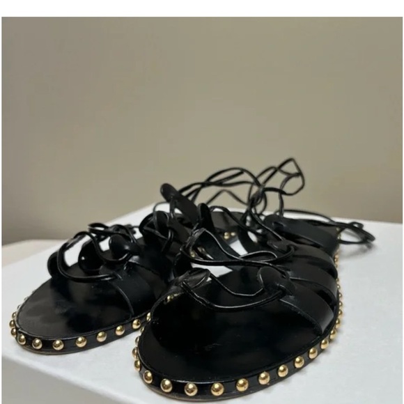 J.crew Black Studded Lace-Up Sandals made in Italy chic Sz 8.5 - Picture 2 of 4